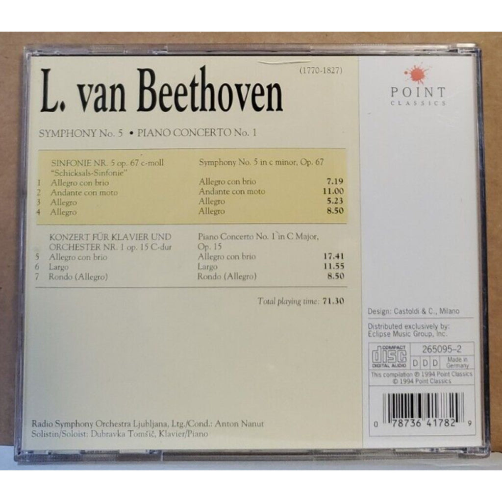 Beethoven: Symphony No. 5; Piano Concerto No. 1 (CD, Oct-1997, Point Classics)