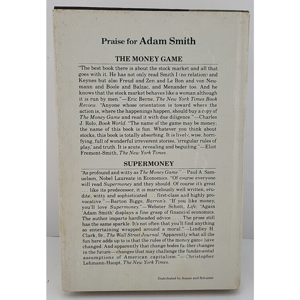 Paper Money by Adam Smith (1981, Hardcover)