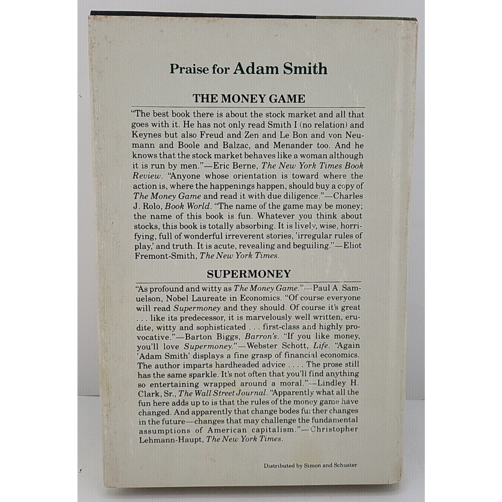 Paper Money by Adam Smith (1981, Hardcover)