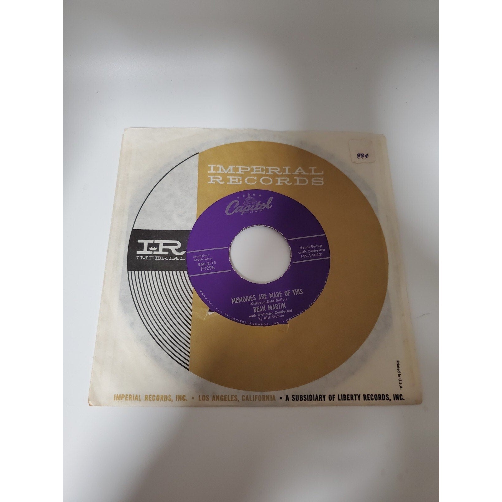 Dean Martin - Change Of Heart - 45RPM Record - Singles