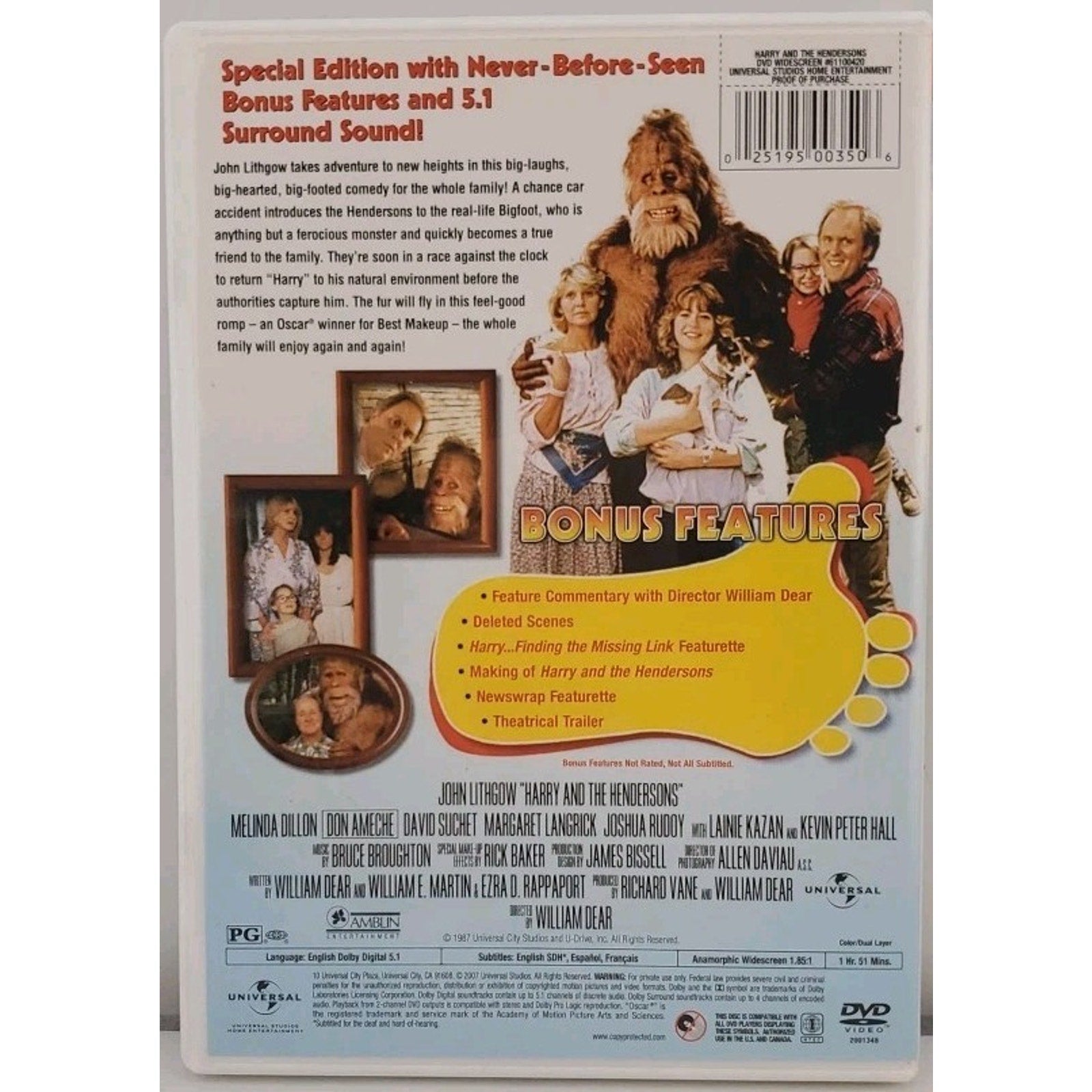 Harry and the Hendersons (DVD, 1987)