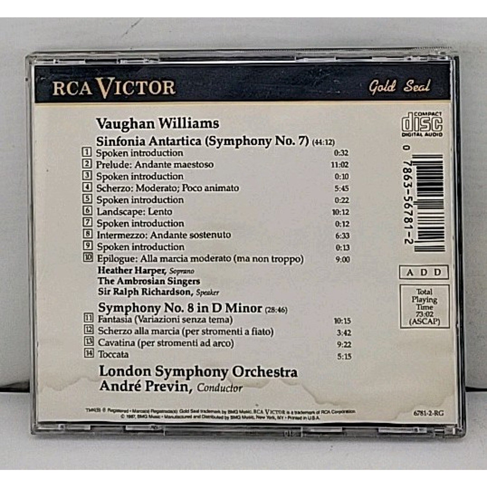 Symphonies by Vaughan Williams / Previn / Lso (CD, 2010)