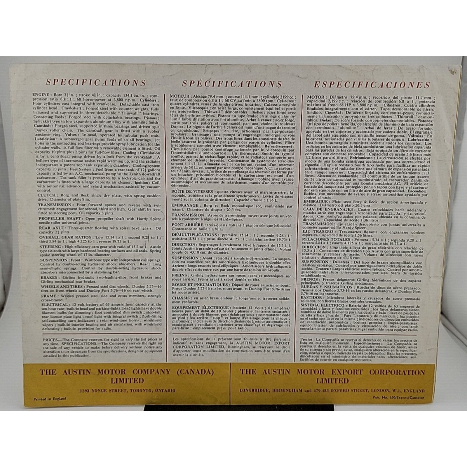 1950 1951 Austin A70 Hereford Countryman Car Sales Brochure Folder