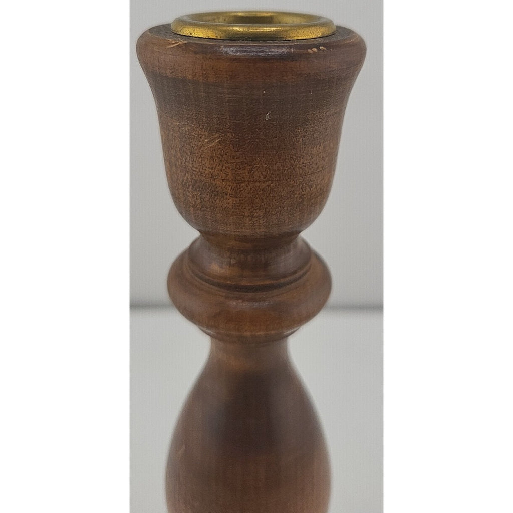 Vintage Carved Wooden Candlestick – Handmade – Felt Bottom – 6.75” Tall