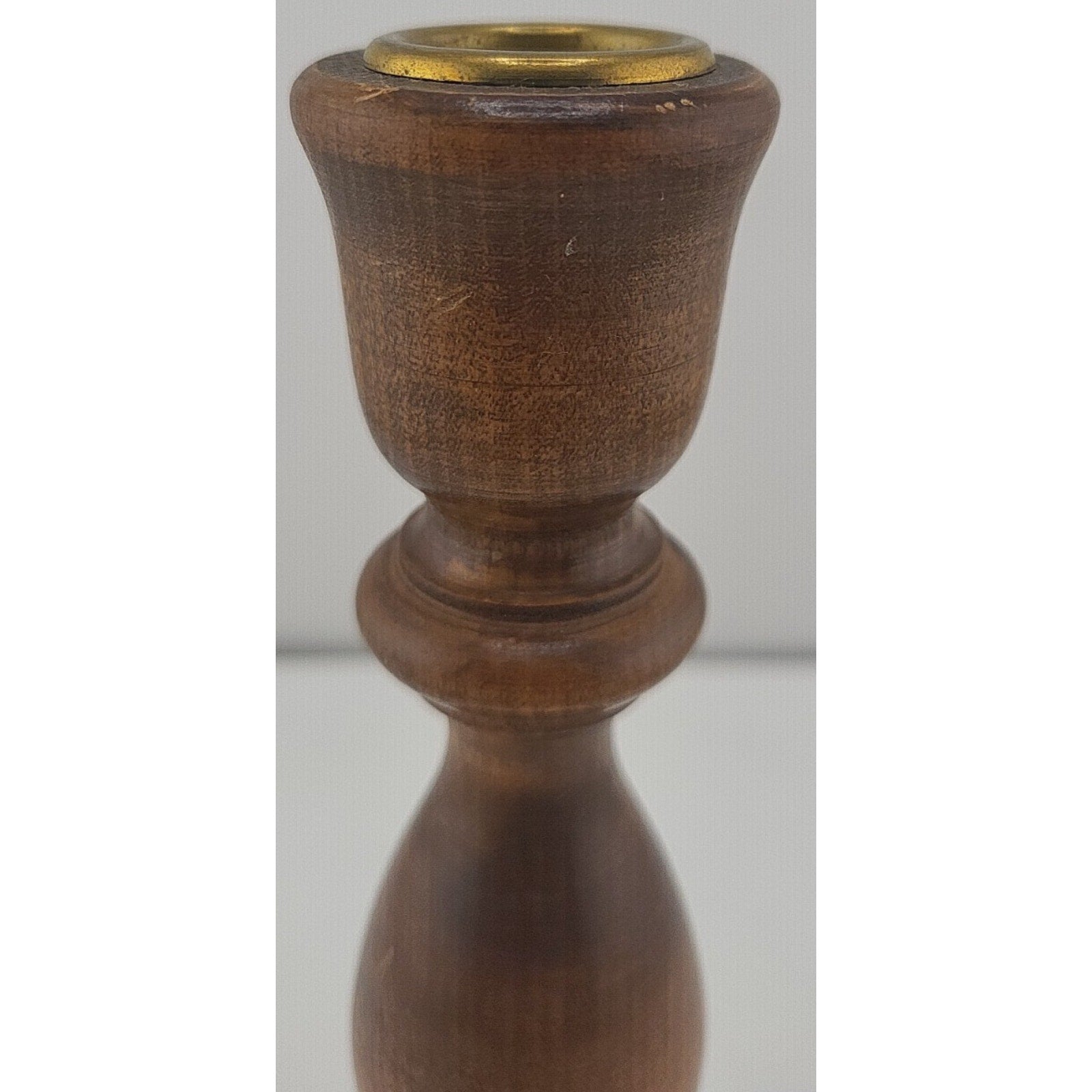 Vintage Carved Wooden Candlestick – Handmade – Felt Bottom – 6.75” Tall