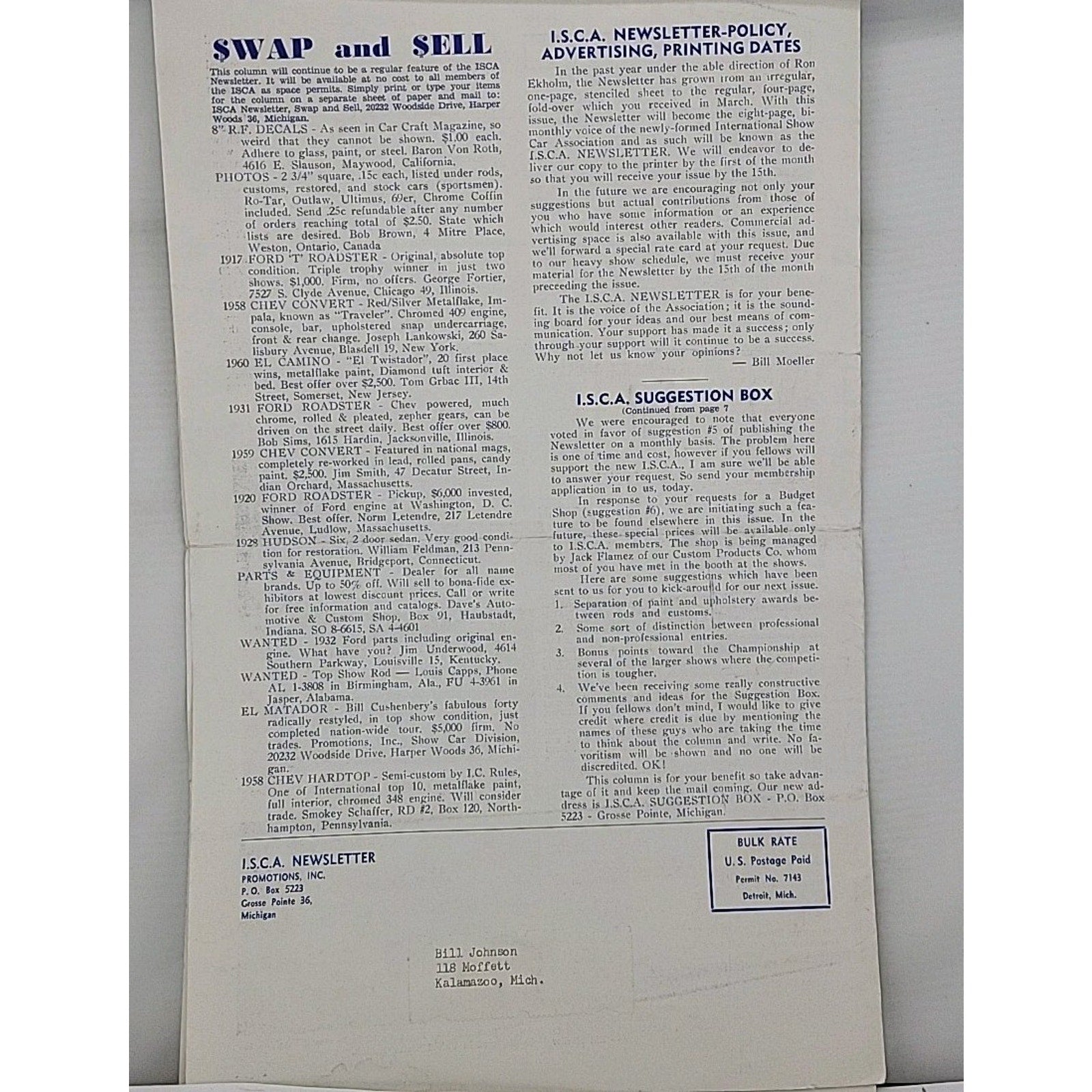 I.S.C.A. Newsletter June 15 1963 Volume IV Number 1