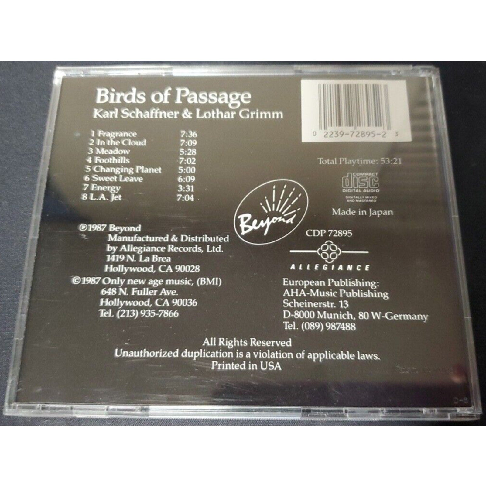 Birds of Passage by Karl Schaffner & Lothar Grimm (CD, 1987)