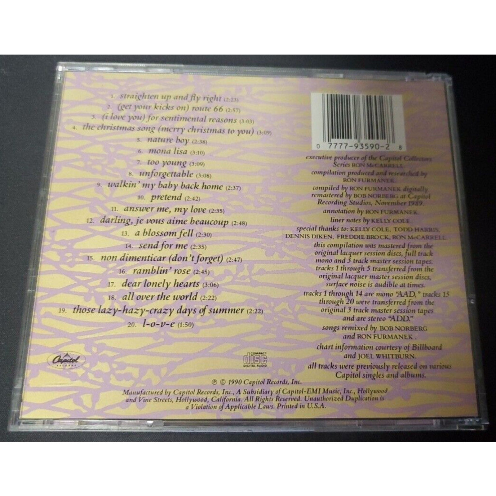 Nat King Cole - Capitol Collectors Series (CD, 1990, Capitol Records)
