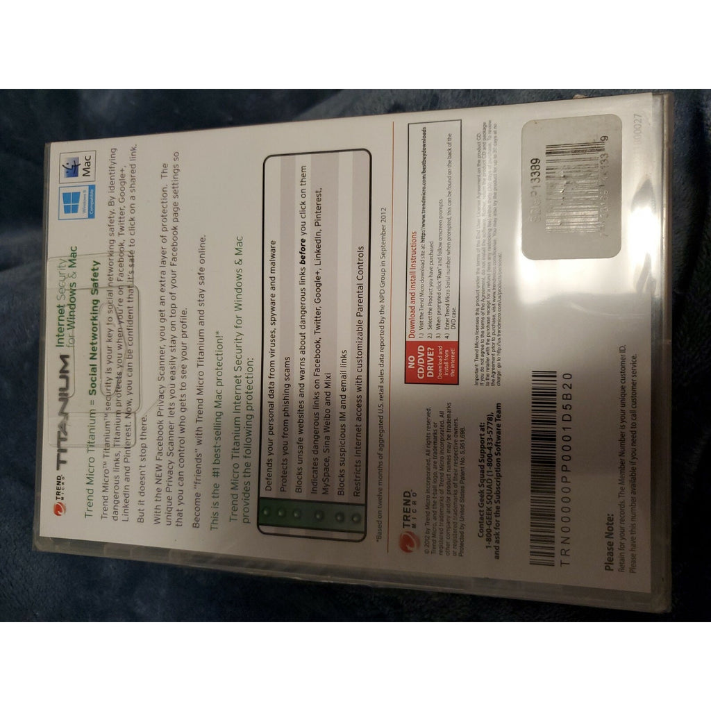Trend Micro Titanium (CD, 2002) Internet Security for Windows & Mac NEW
