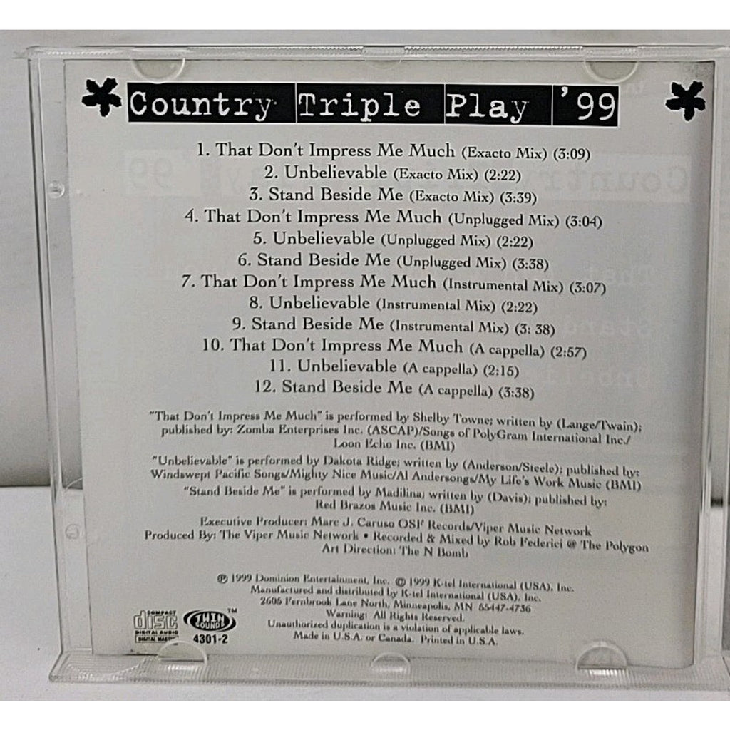 Country Triple Play 1999 by Various Artists (CD, Apr-1999, Twin Sounds)