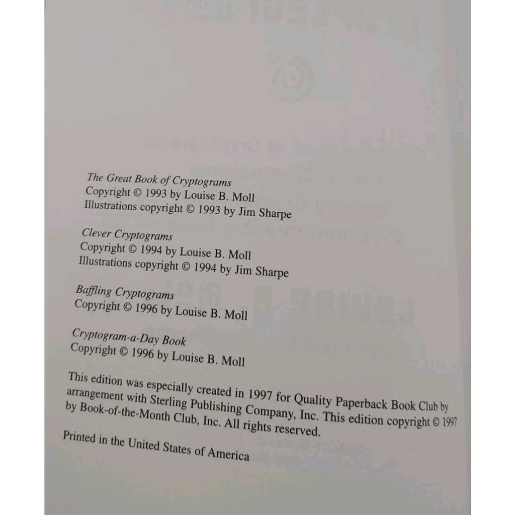 The World's Greatest Cryptograms by Louise B. Moll - Paperback 1993