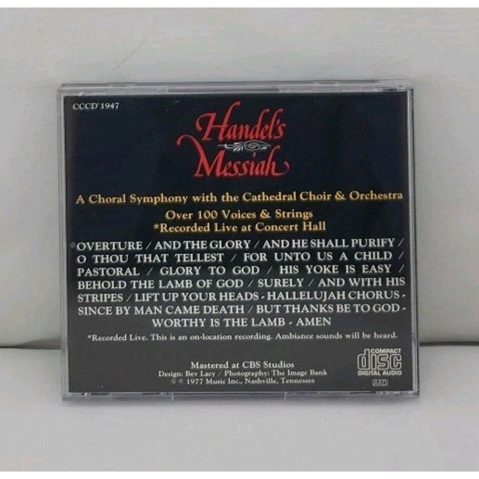 Handel's Messiah CD - The Cathedral Choir & Orchestra