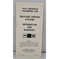1974 Chevrolet Passenger Car Emission Control Systems Information And Warranty