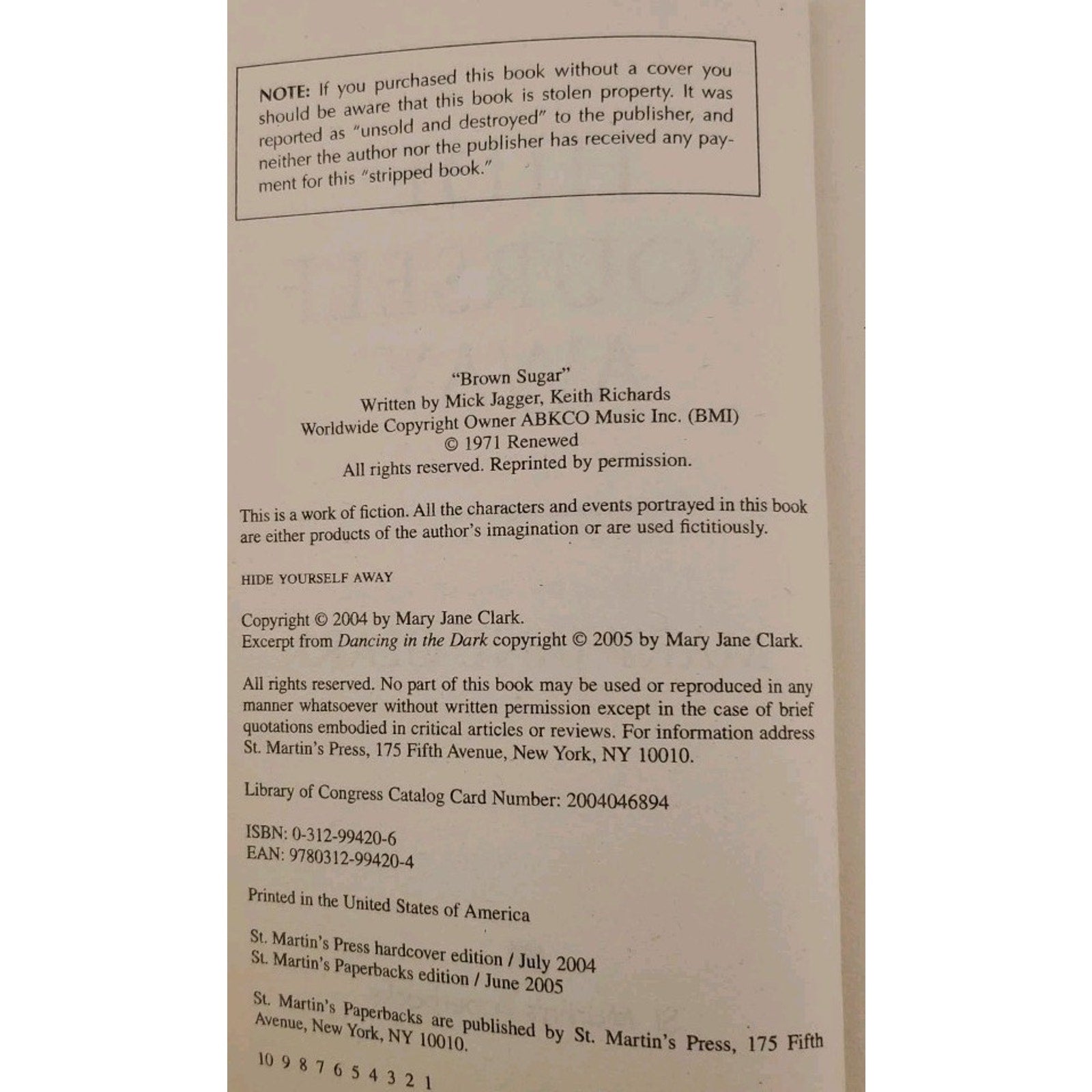 Hide Yourself Away by Mary Jane Clark (2005, Mass Market)