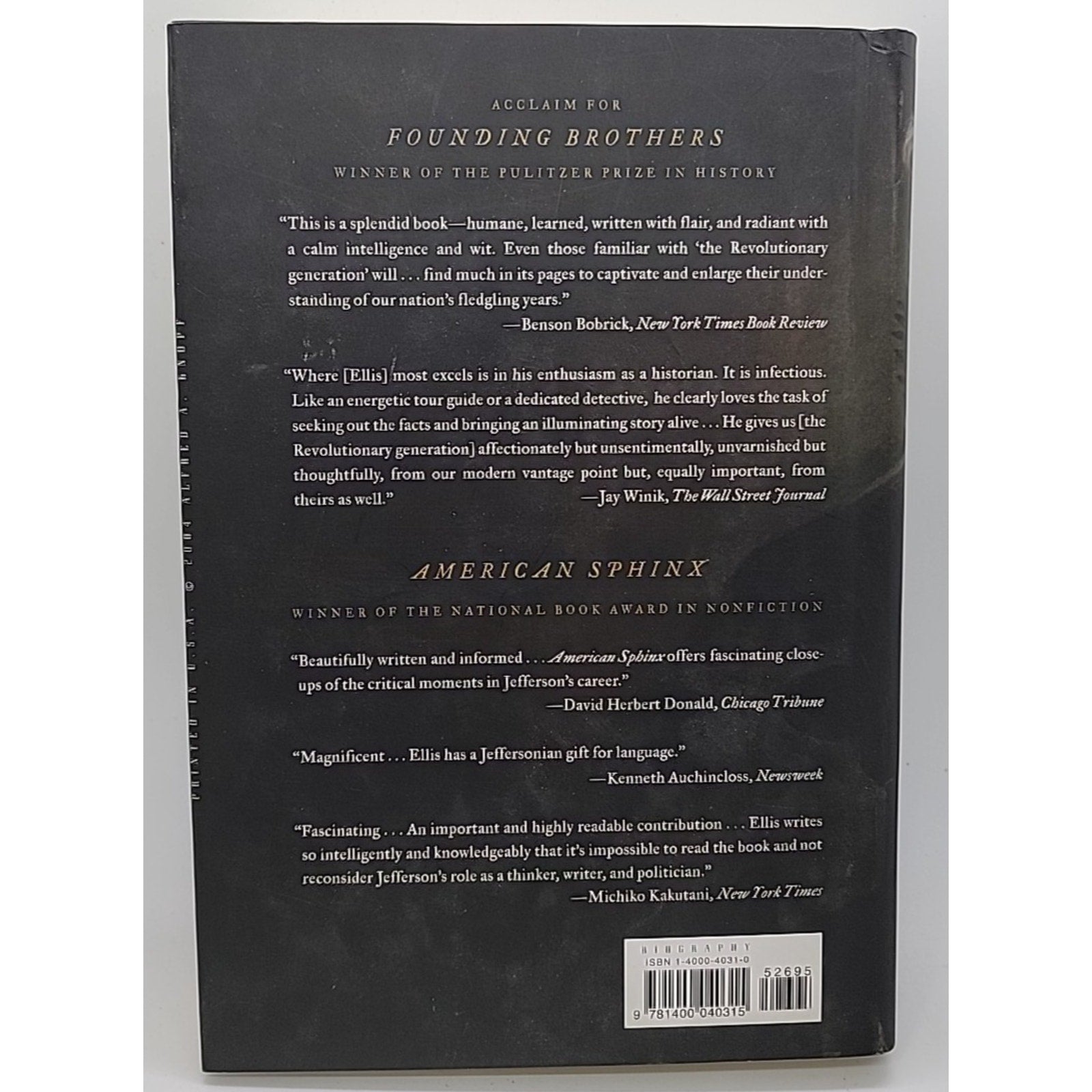 His Excellency : George Washington by Joseph J. Ellis (2004, Hardcover)