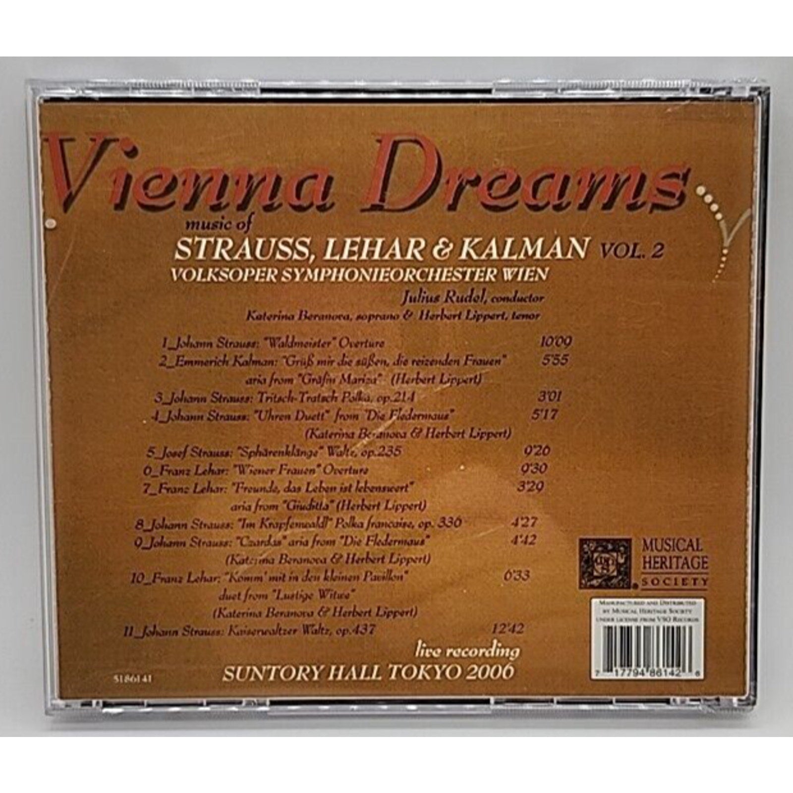 Vienna Dreams Strauss Lehar Kalman Vol 2 CD 2006 Recorded Live Tokyo Volksoper