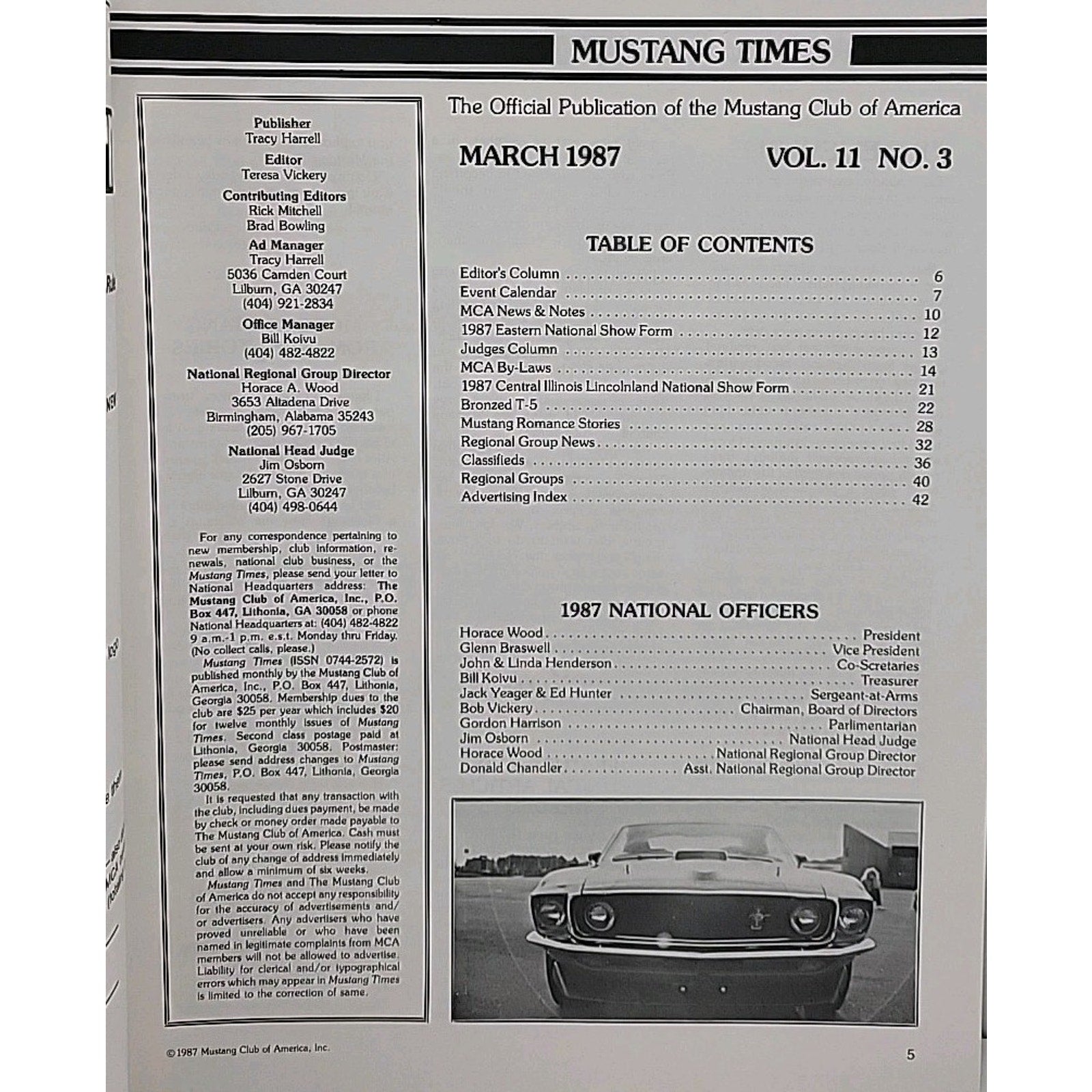 Mustang Times Magazine March 1987 Vol. 11 No. 3