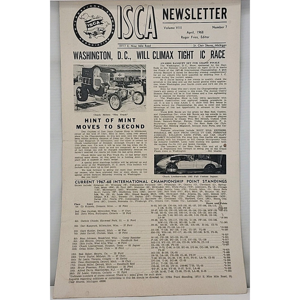 ISCA Newsletter April 1968 Volume VIII Number 7