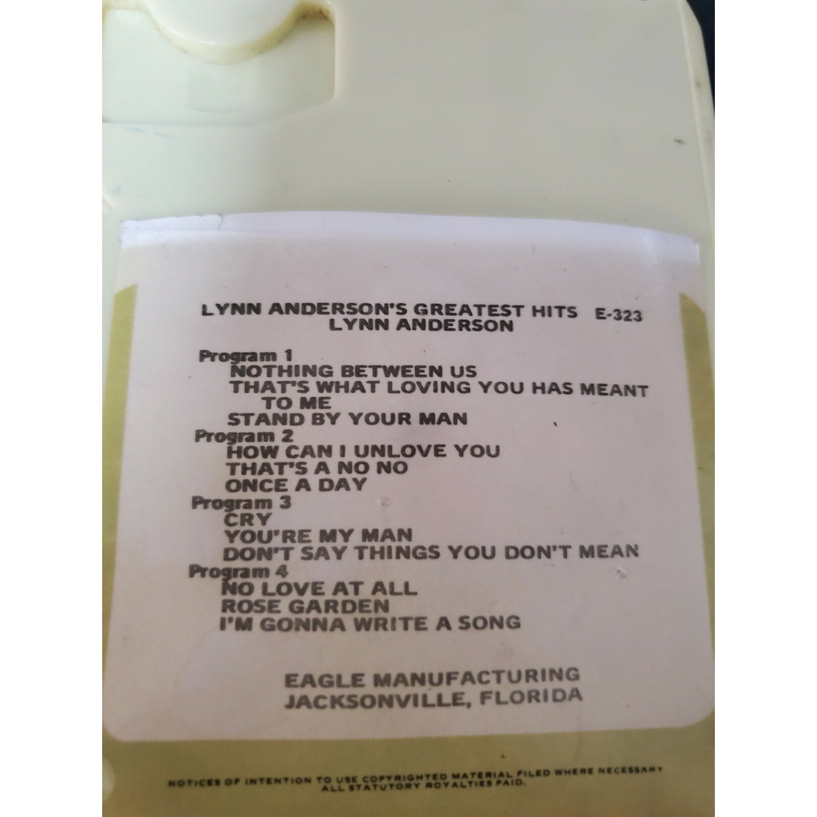 Lynn Anderson Greatest Hits E-323 8 Track