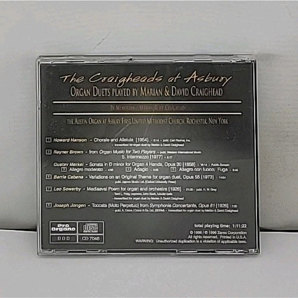The Craigheads At Asbury - Organ Duets Played By Marian & David Craighead CD