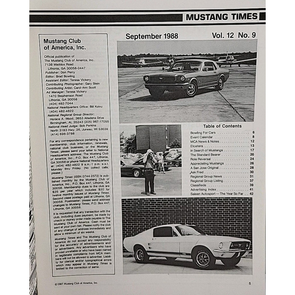 Mustang Times Magazine September 1988 Vol. 12 No. 9