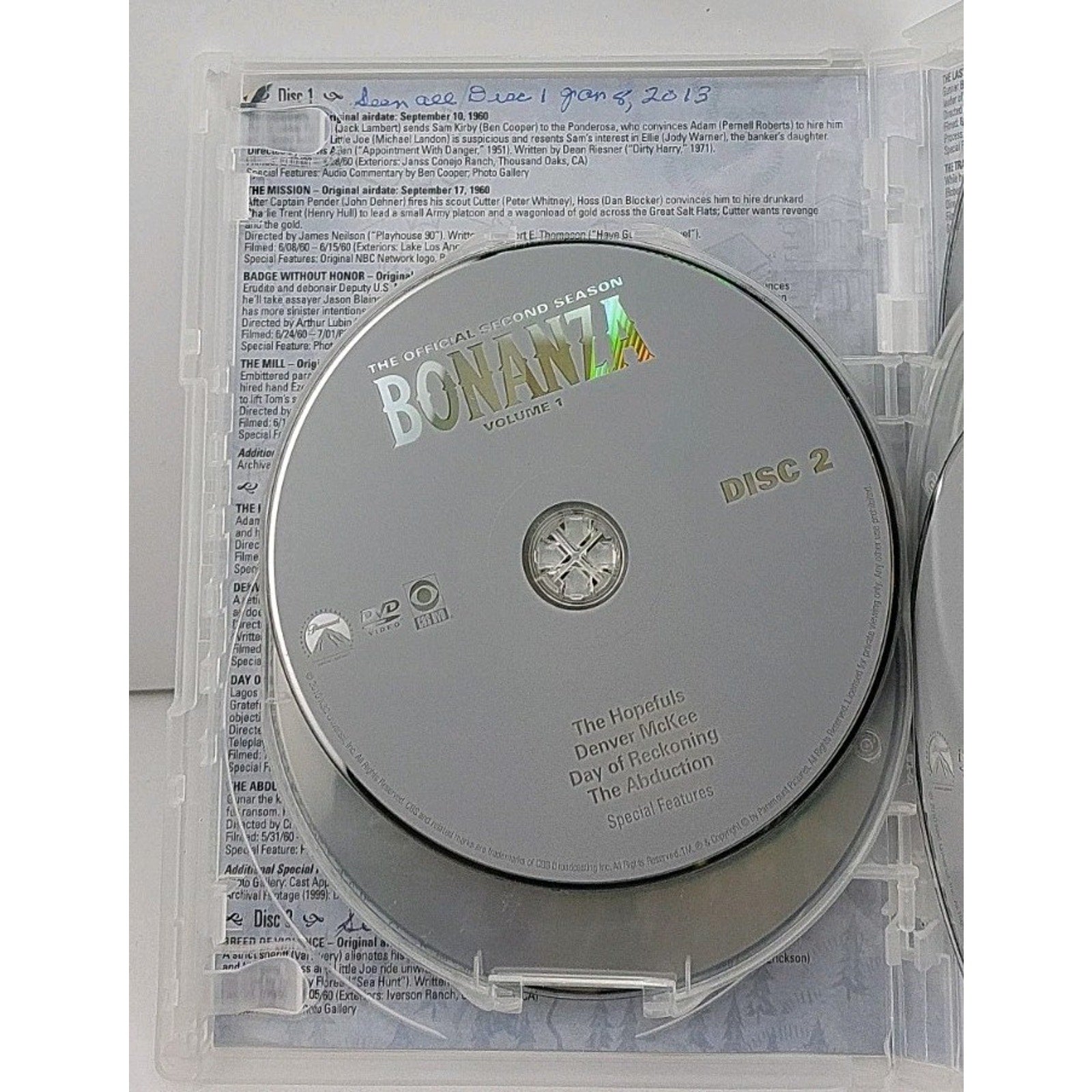 Bonanza: the Official Second Season Volume 1 (DVD, 1960)