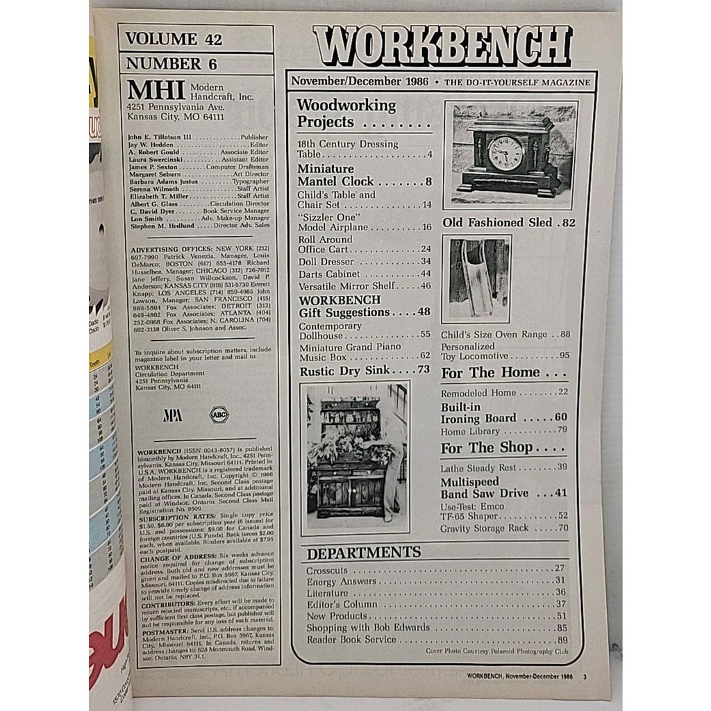 Workbench The Do-It-Yourself Magazine - December 1986 - Volume 42 Number 6