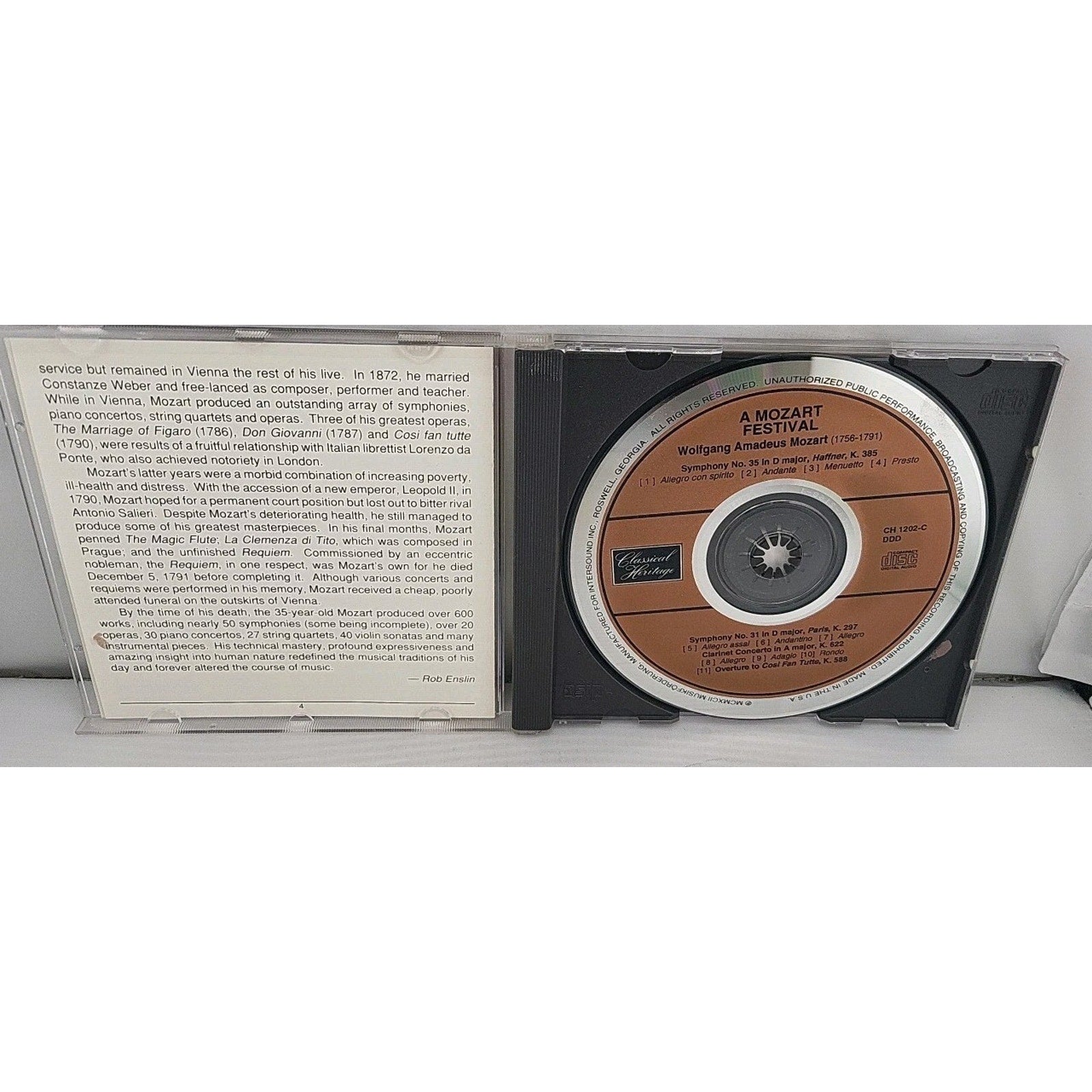 Wolfgang Amadeus Mozart - A Mozart Festival (CD, 4 Discs, 1991)