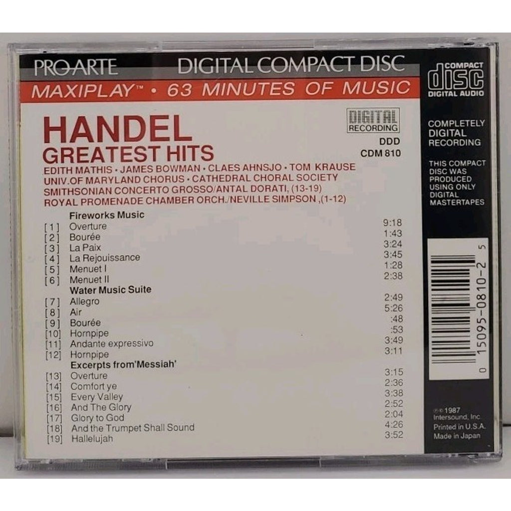 Handel Greatest Hits (CD, Pro-Arte Records)