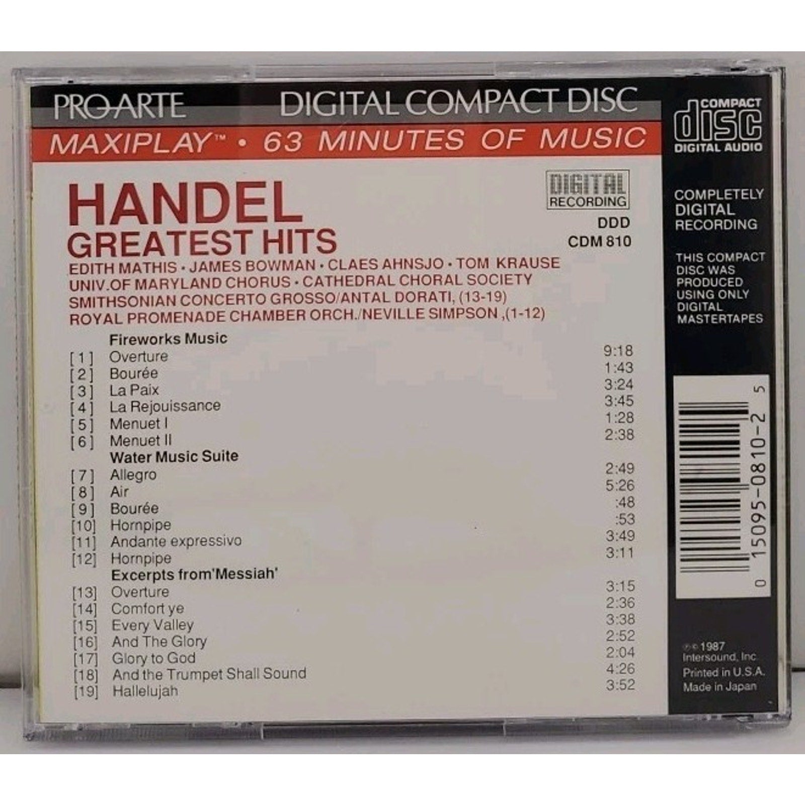 Handel Greatest Hits (CD, Pro-Arte Records)