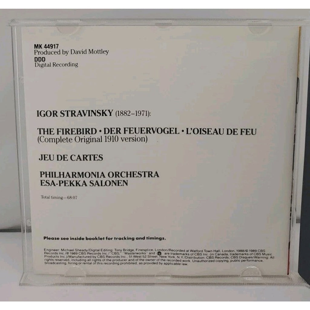 Stravinsky: Firebird; Jeu de Cartes (CD, 1990, CBS Records) Classical Ballet