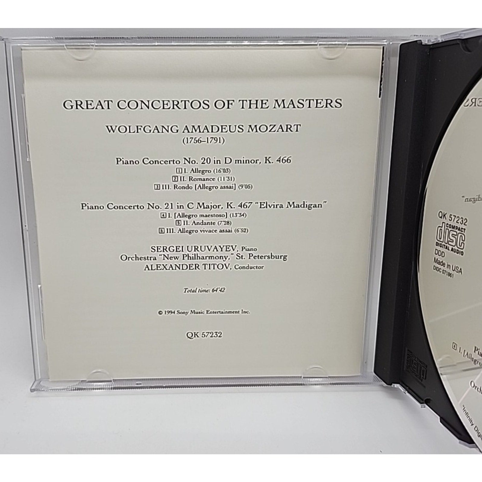 Piano Concertos 20 & 21 by Sergei Uruvayev (CD, 1994)