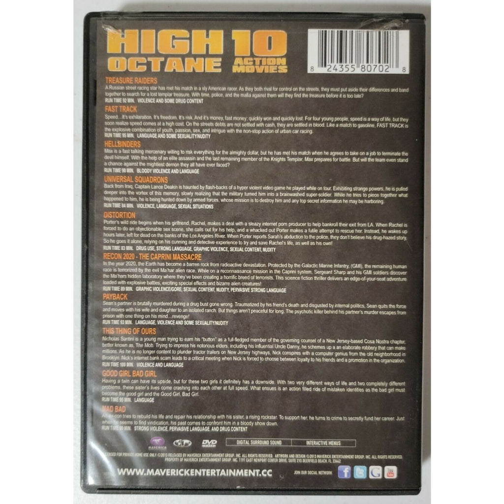 High Octane 10 Action Movies (DVD, 2013, 2-Disc Set)