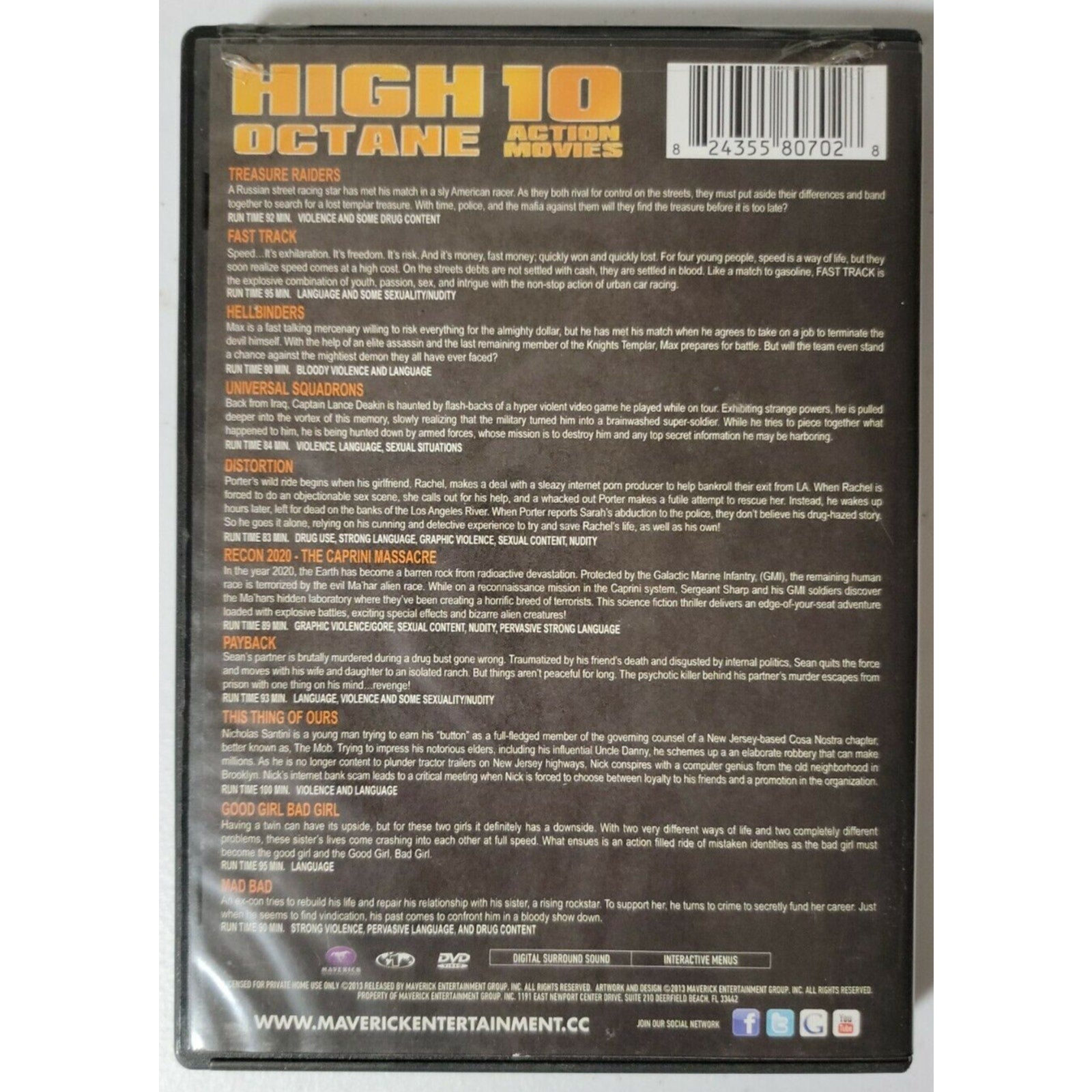High Octane 10 Action Movies (DVD, 2013, 2-Disc Set)