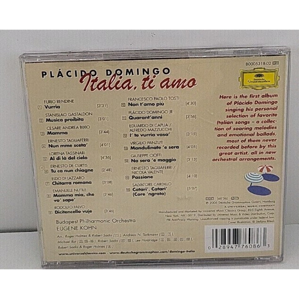 Italia Ti Amo by Placido Domingo (CD, 2006)