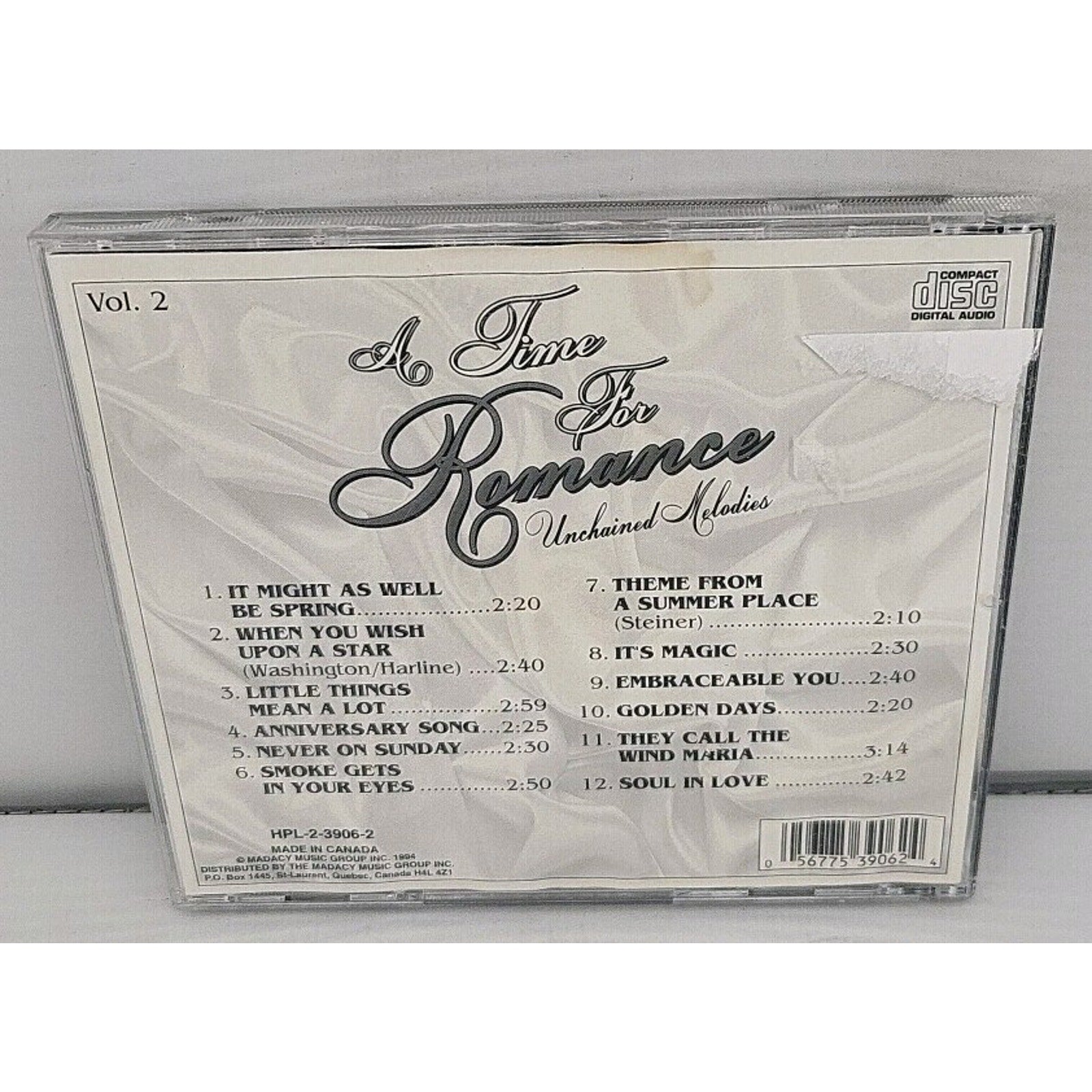 A Time For Romance - Unchained Melodies Vol. 2 CD