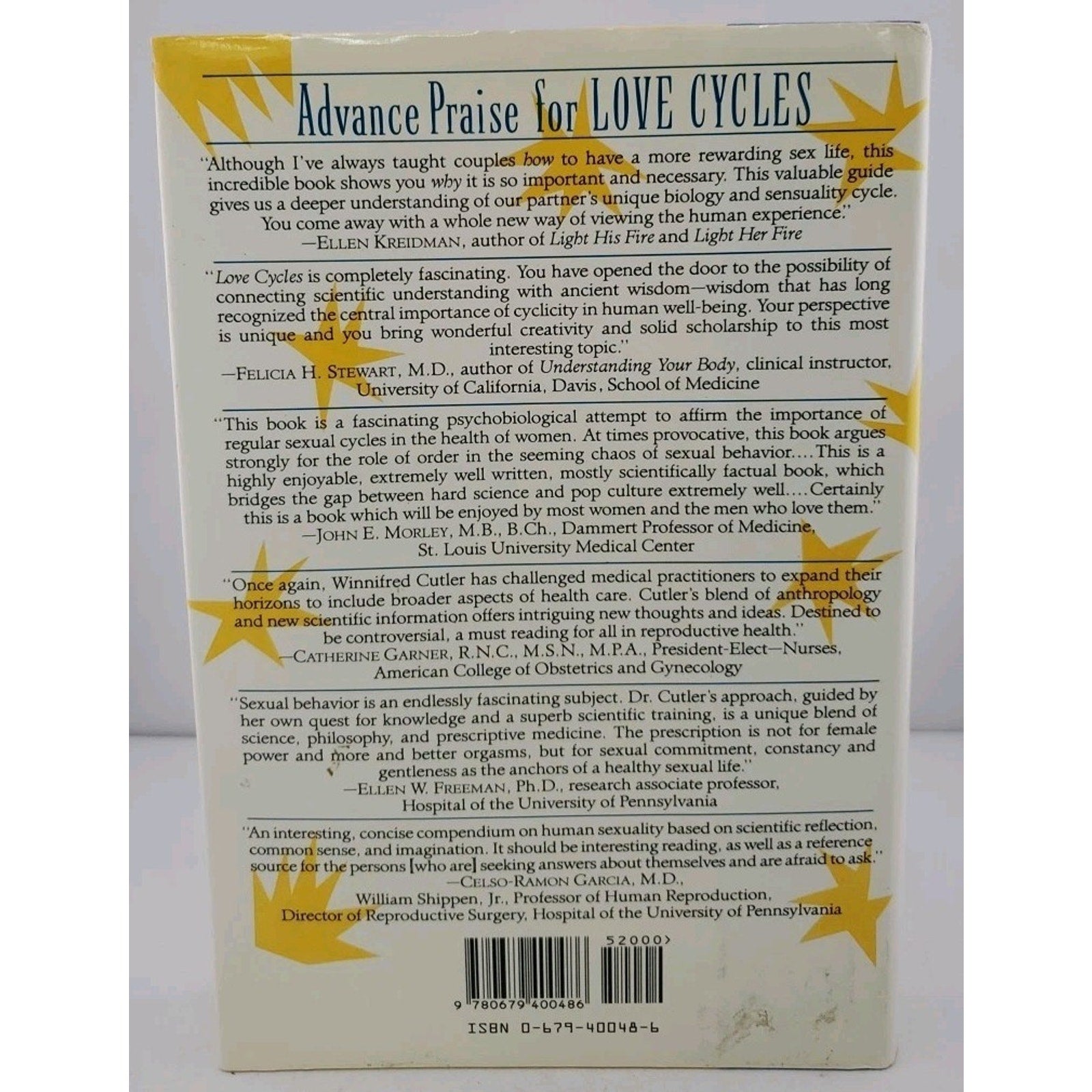 Love Cycles : The Science of Intimacy by Winifred B. Cutler (1991, Hardcover)