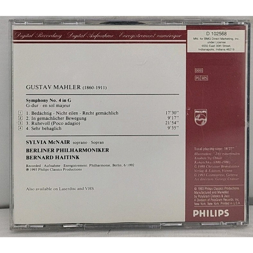 Mahler Symphony No. 4 Sylvia McNair CD