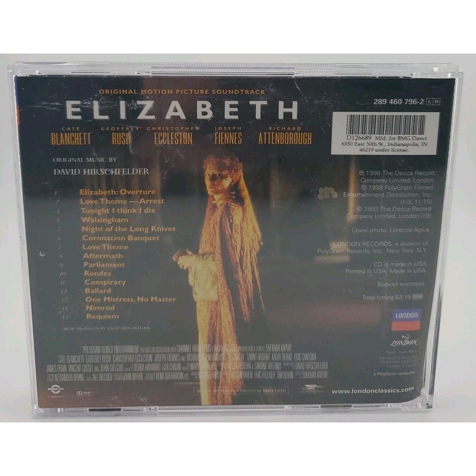 Elizabeth (Original Motion Picture Soundtrack) by David Hirschfelder (CD, 1998)