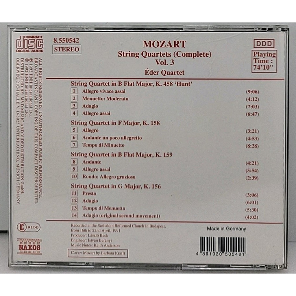 Mozart,W. A., Mozart: String Quartets: Volume 3, Audio CD