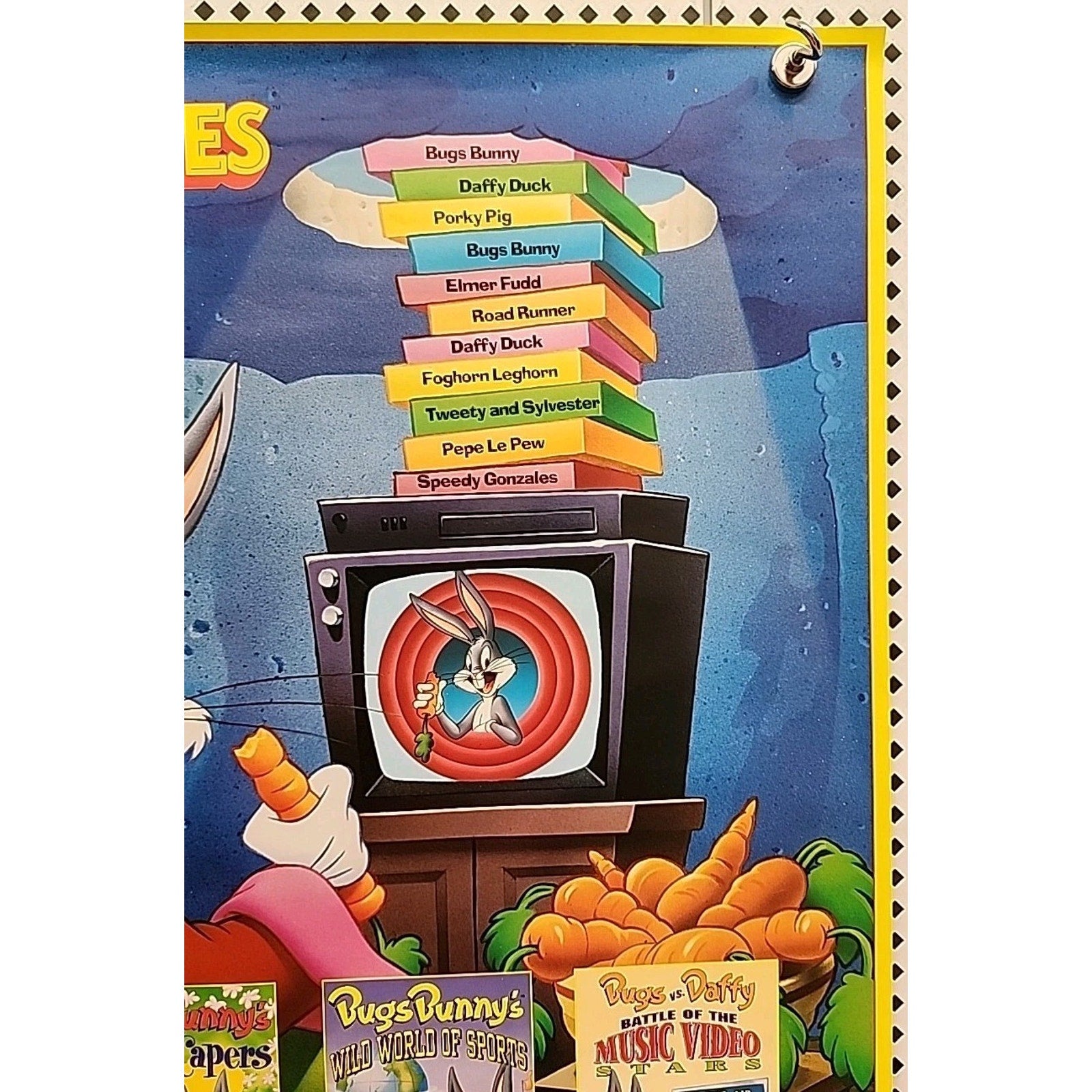 1991 Looney Tunes Bugs Bunny Warner Home Video Store Promo Poster 18x24