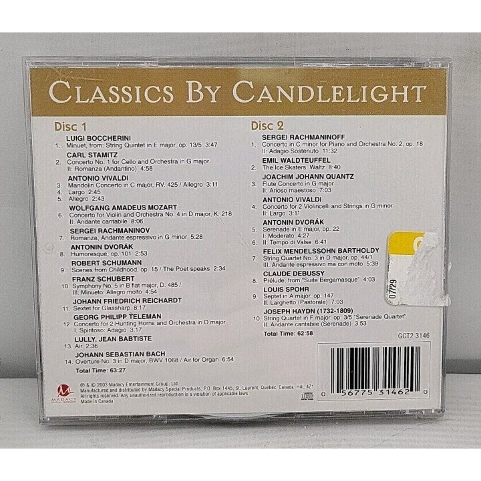 Classics by Candlelight by Vivaldi / Rachmanioff / Debussy (CD, 2004)
