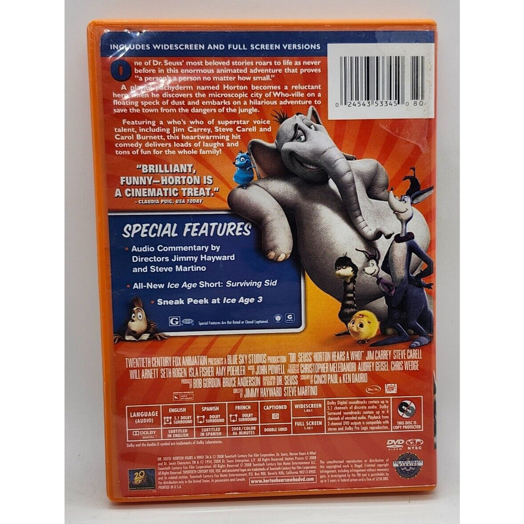 Dr. Seuss Horton Hears a Who (DVD, 2012)
