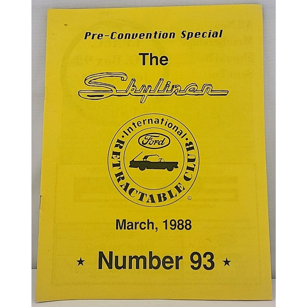 The Skyliner - International Retractable Club - March 1988 Number 93