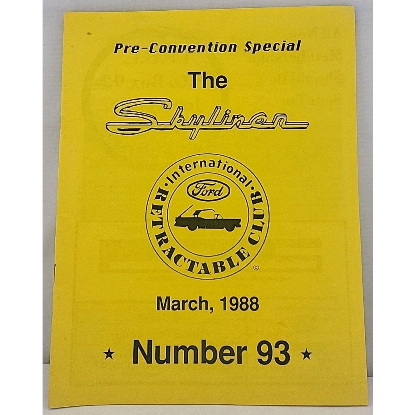 The Skyliner - International Retractable Club - March 1988 Number 93
