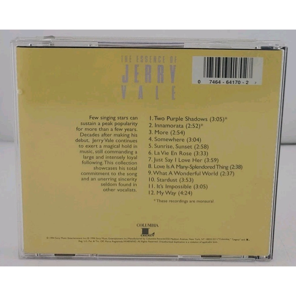Essence of by Jerry Vale (CD, 1994)