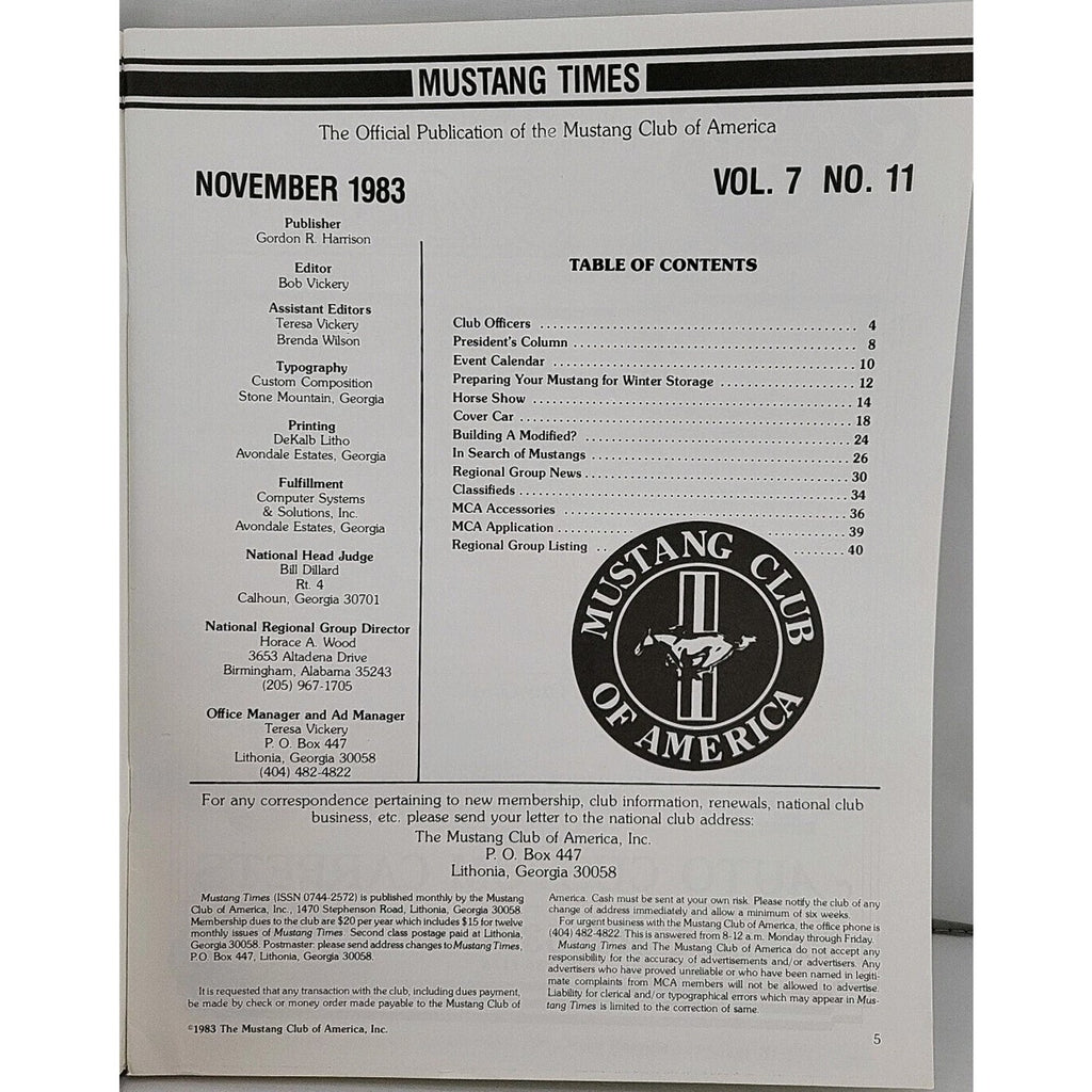 Mustang Times 1983 November Magazine