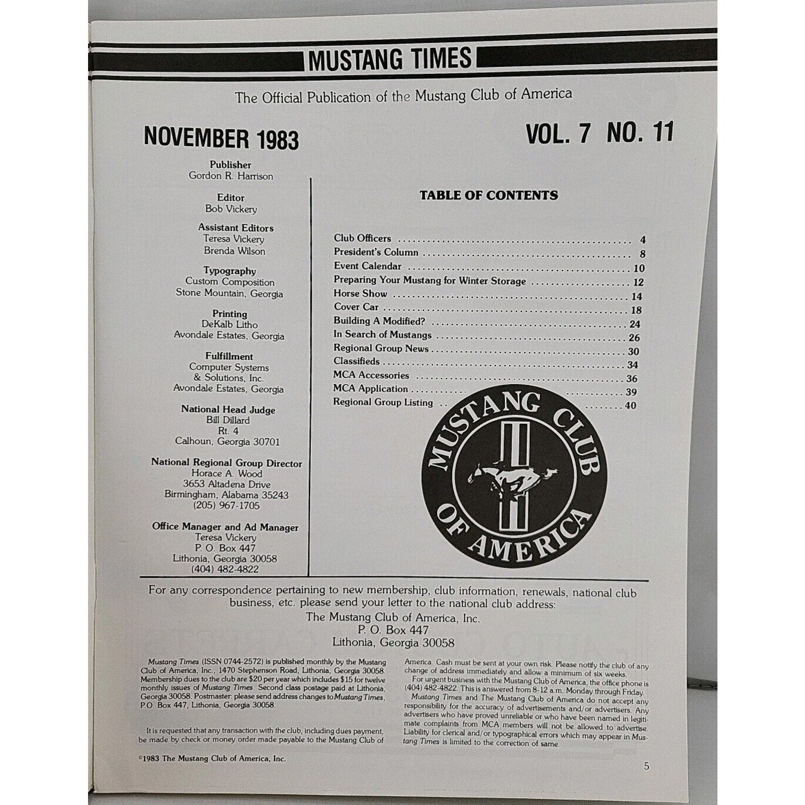 Mustang Times 1983 November Magazine