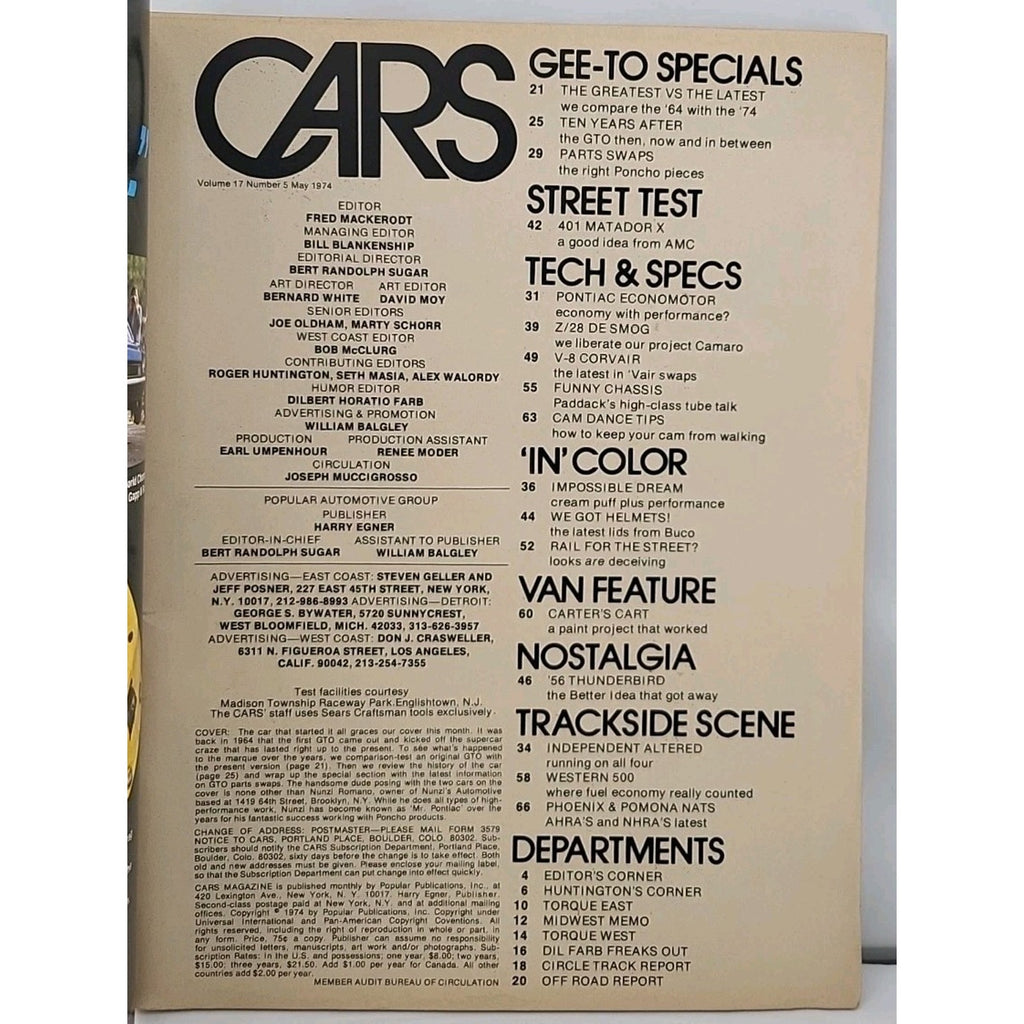 Cars Magazine May 1974 Volume 17 Number 5