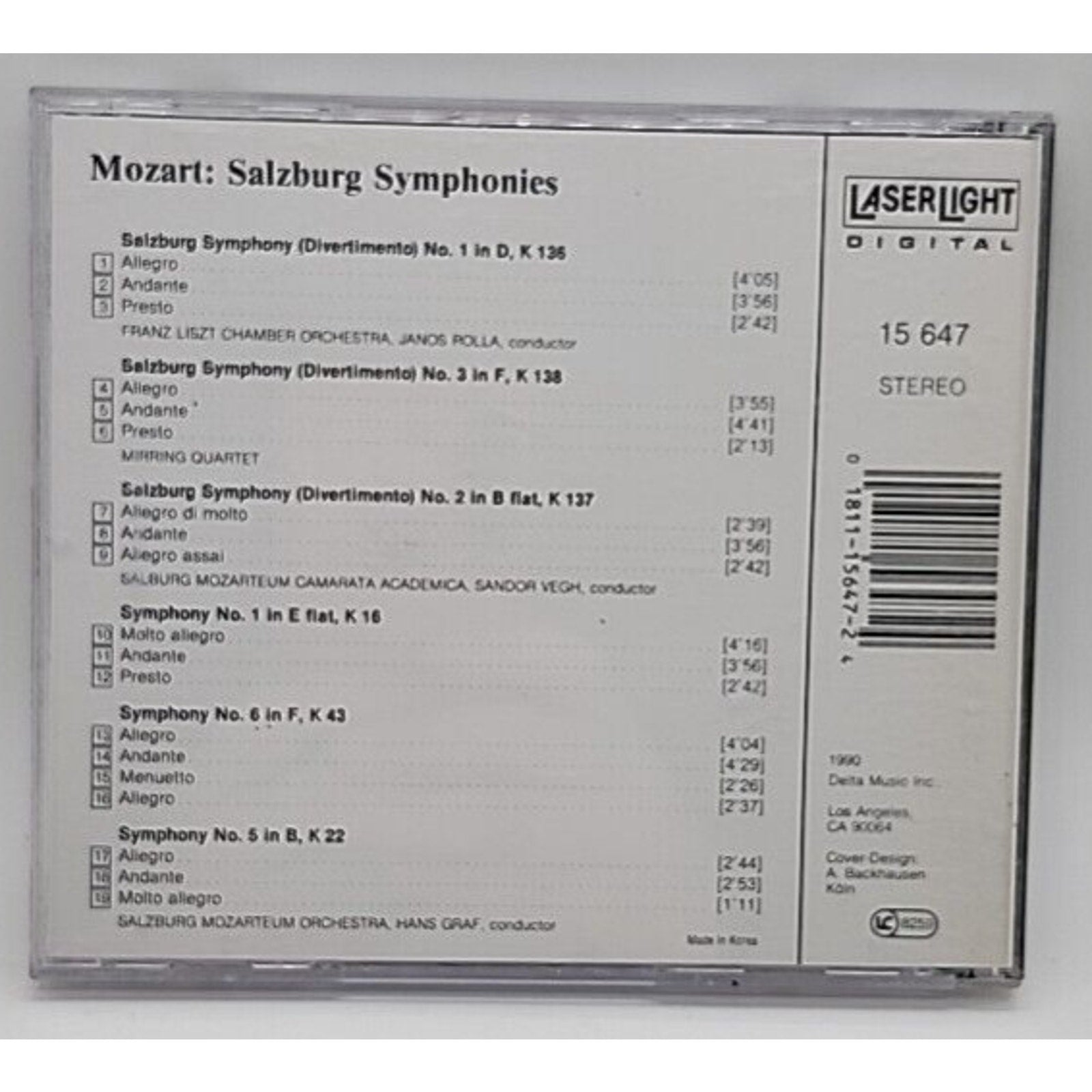 Sym 1/5/6/Divert K136-138 by W.A. Mozart (CD, 1990)